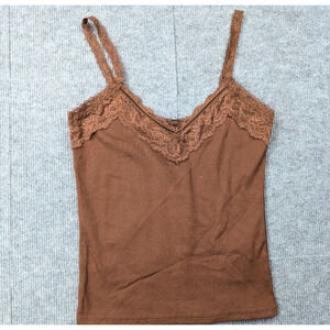 Forever 21 Lace Tank Womens Medium Y2K Bella Swan Velvet Layering Ribbed Fairy
